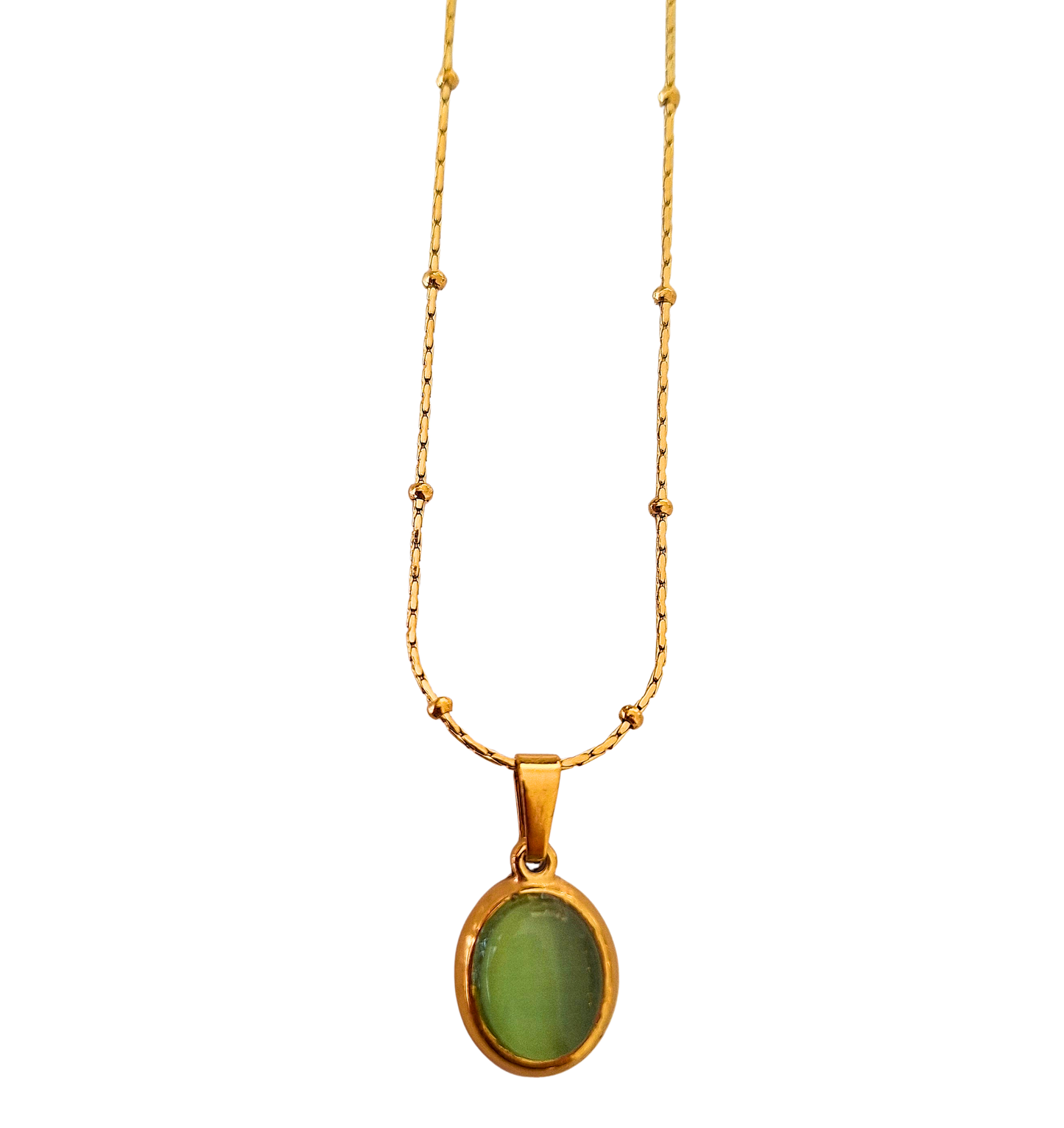 Collar Aguamarina Verde – Calma y Verdad Interior | Enchapado en Oro