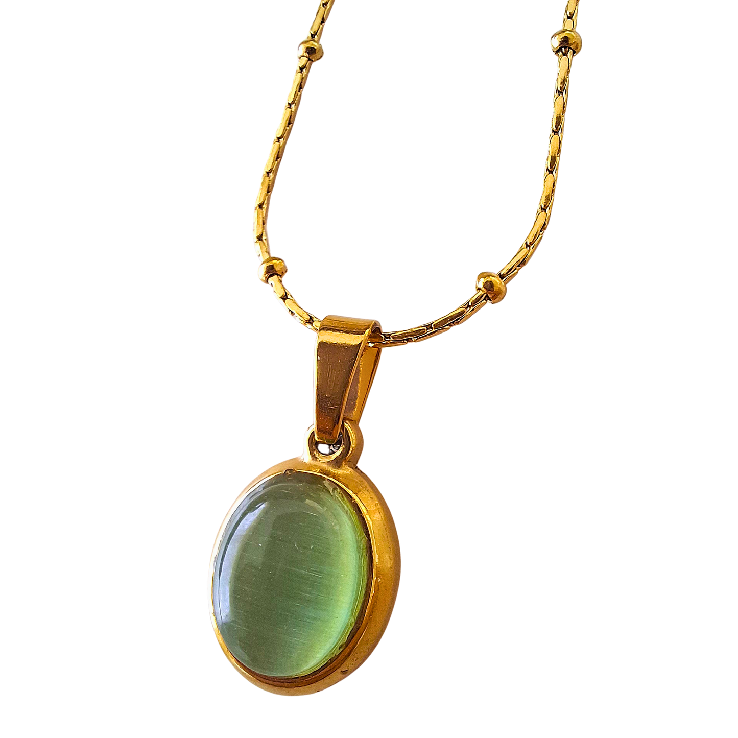 Collar Aguamarina Verde – Calma y Verdad Interior | Enchapado en Oro