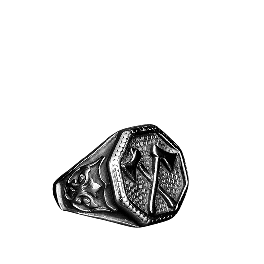 Anillo Hachas Cruzadas – Fuerza y Protección | Acero Inoxidable 316