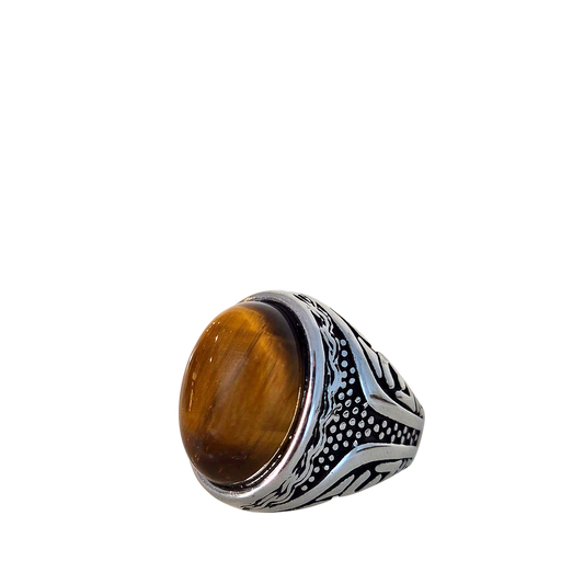 Anillo Ojo de Tigre – Fuerza y Equilibrio | Acero Inoxidable 316